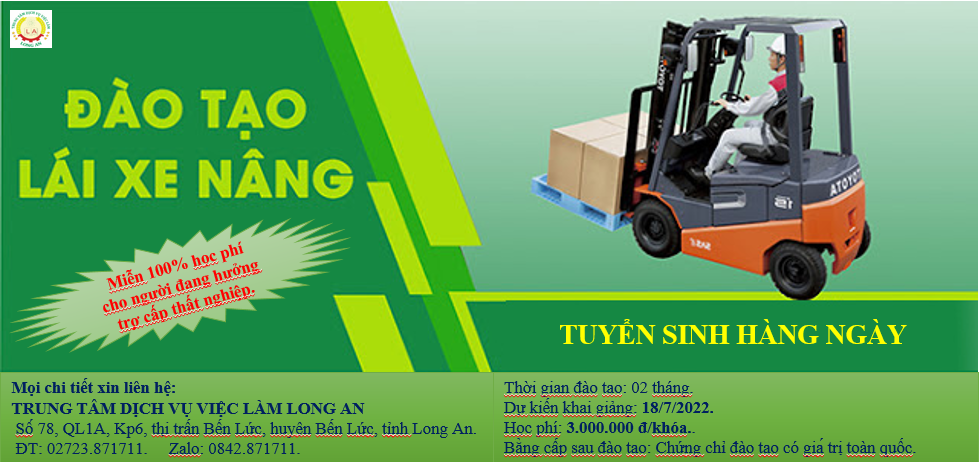 THÔNG BÁO TUYỂN SINH LỚP VẬN HÀNH XE NÂNG